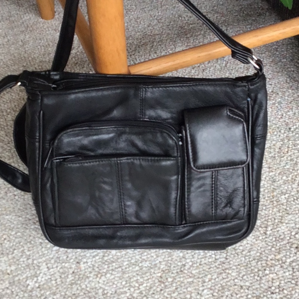 Black Genuine Leather Crossbody Bag
